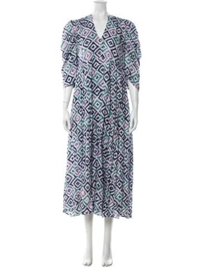 Pre-owned Matta Printed Long Dress In Blue