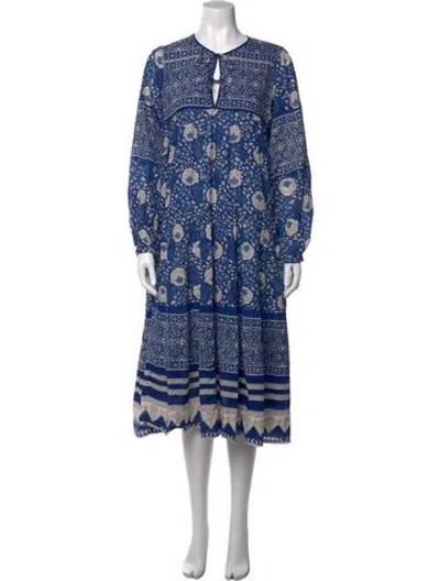 Pre-owned Matta Printed Long Dress In Blue