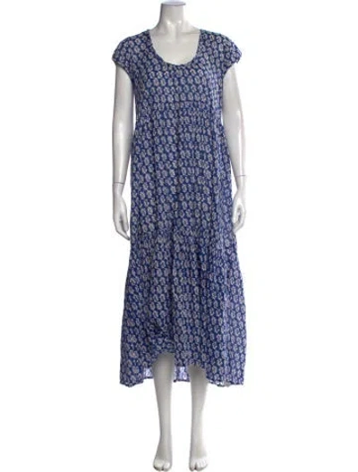 Pre-owned Matta Printed Long Dress In Blue