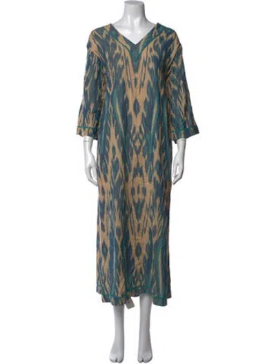 Pre-owned Matta Printed Long Dress In Blue
