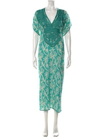 Pre-owned Matta Printed Long Dress In Green