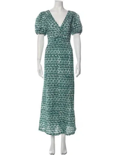 Pre-owned Matta Printed Long Dress In Green