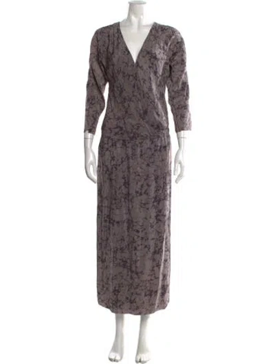 Pre-owned Matta Printed Long Dress In Grey