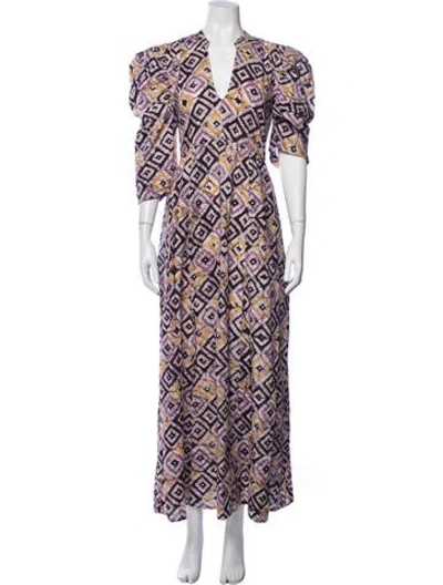 Pre-owned Matta Printed Long Dress In Multicolor