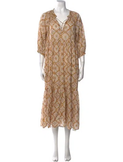 Pre-owned Matta Printed Long Dress In Neutrals