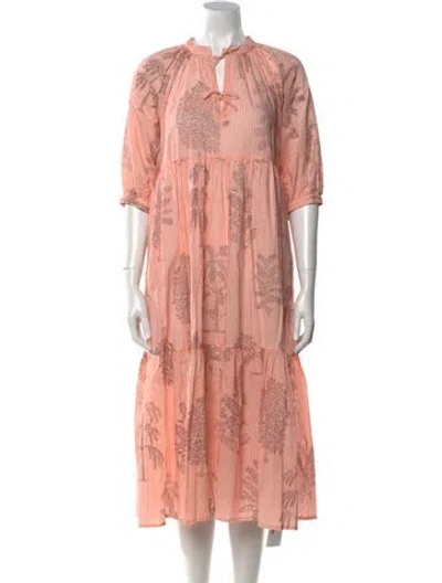 Pre-owned Matta Printed Long Dress In Pink