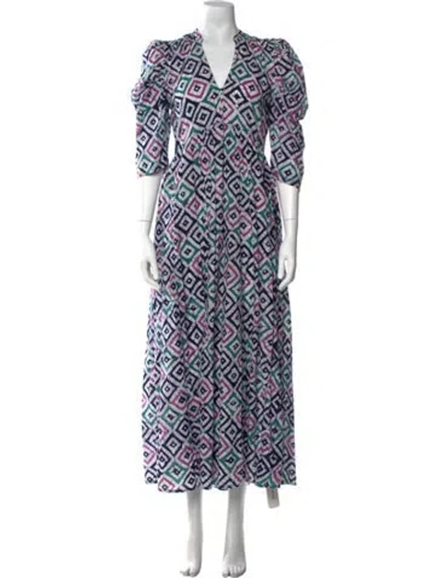 Pre-owned Matta Printed Long Dress In Purple