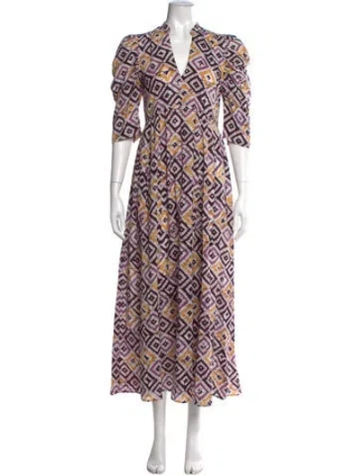 Pre-owned Matta Printed Long Dress In Purple