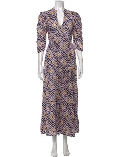 Pre-owned Matta Printed Long Dress In Purple