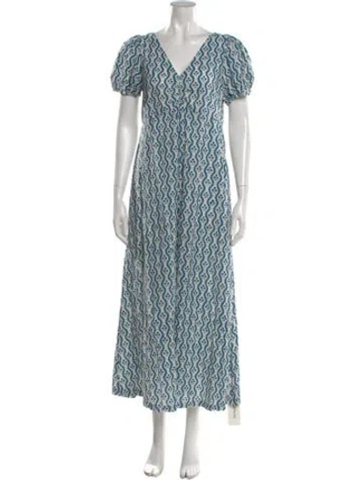 Pre-owned Matta Printed Long Dress In White