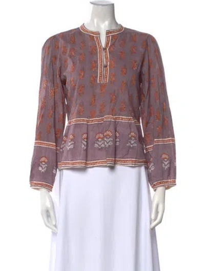 Pre-owned Matta Printed Long Sleeve Blouse In Purple