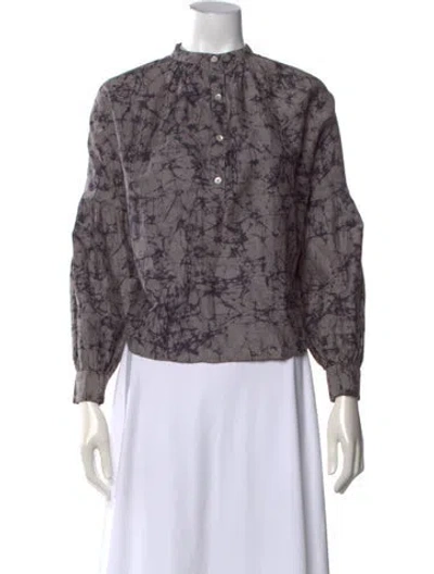 Pre-owned Matta Printed Long Sleeve Blouse W/ Tags In Grey