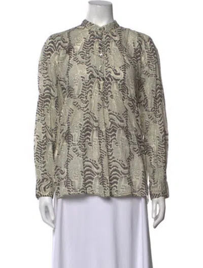 Pre-owned Matta Printed Long Sleeve Button-up Top In Neutrals