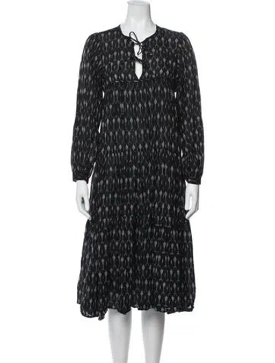 Pre-owned Matta Printed Midi Length Dress In Black