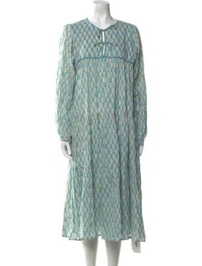 Pre-owned Matta Printed Midi Length Dress In Blue