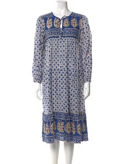 Pre-owned Matta Printed Midi Length Dress In Blue