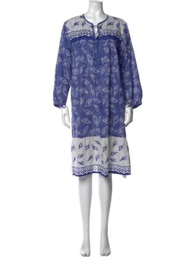 Pre-owned Matta Printed Midi Length Dress In Blue