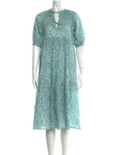 Pre-owned Matta Printed Midi Length Dress In Blue