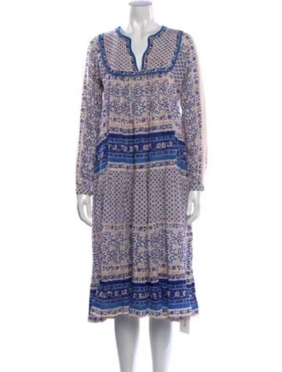Pre-owned Matta Printed Midi Length Dress In Blue