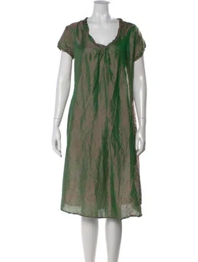 Pre-owned Matta Printed Midi Length Dress In Green