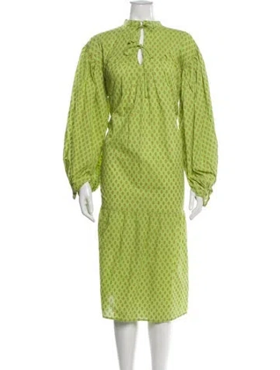 Pre-owned Matta Printed Midi Length Dress In Green
