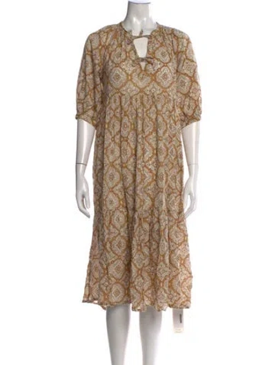 Pre-owned Matta Printed Midi Length Dress In Neutrals
