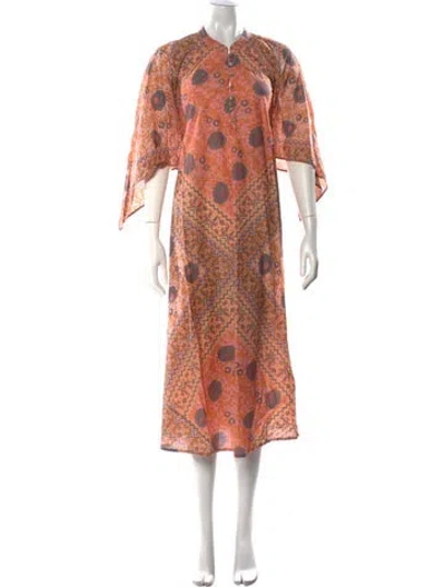 Pre-owned Matta Printed Midi Length Dress In Orange