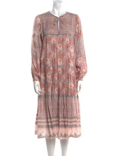 Pre-owned Matta Printed Midi Length Dress In Orange