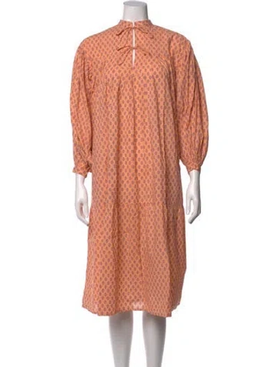 Pre-owned Matta Printed Midi Length Dress In Orange