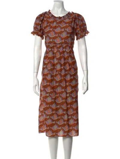 Pre-owned Matta Printed Midi Length Dress In Orange