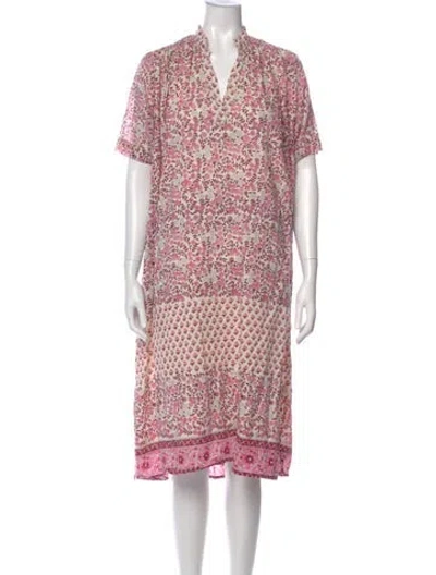 Pre-owned Matta Printed Midi Length Dress In Pink
