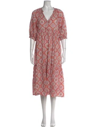 Pre-owned Matta Printed Midi Length Dress In Pink