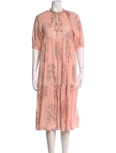 Pre-owned Matta Printed Midi Length Dress In Pink