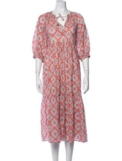 Pre-owned Matta Printed Midi Length Dress In Pink
