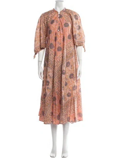 Pre-owned Matta Printed Midi Length Dress In Pink