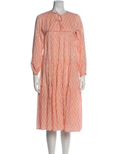 Pre-owned Matta Printed Midi Length Dress In Pink