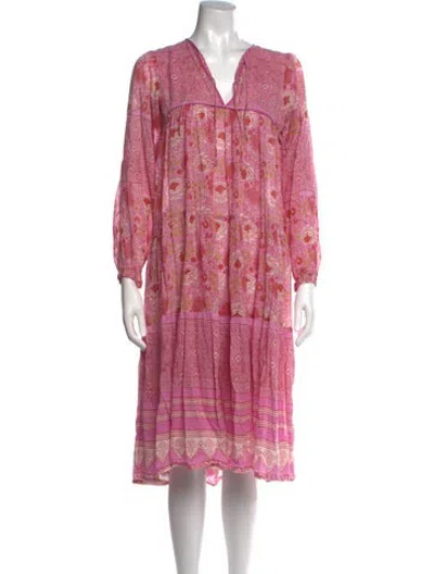 Pre-owned Matta Printed Midi Length Dress In Pink