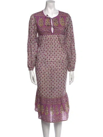 Pre-owned Matta Printed Midi Length Dress In Purple