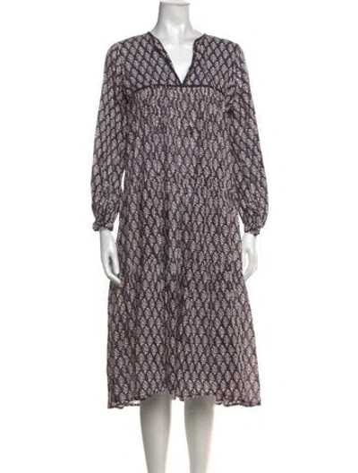 Pre-owned Matta Printed Midi Length Dress In Purple