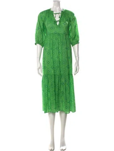 Pre-owned Matta Printed Midi Length Dress W/ Tags In Green