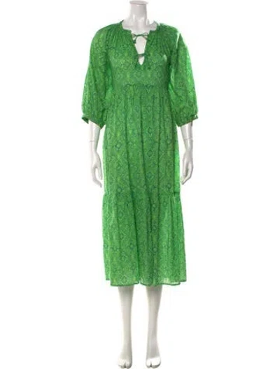 Pre-owned Matta Printed Midi Length Dress W/ Tags In Green