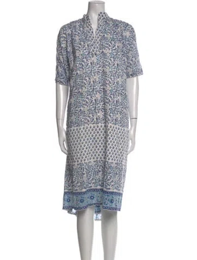Pre-owned Matta Printed Midi Length Dress In White