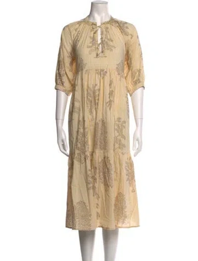Pre-owned Matta Printed Midi Length Dress In Yellow