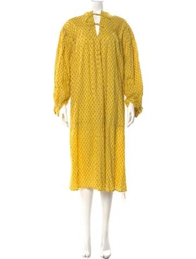 Pre-owned Matta Printed Midi Length Dress In Yellow