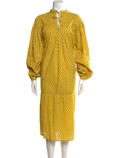 Pre-owned Matta Printed Midi Length Dress In Yellow