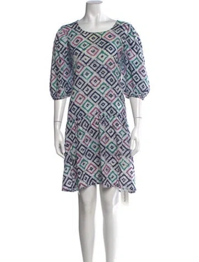 Pre-owned Matta Printed Mini Dress In Blue