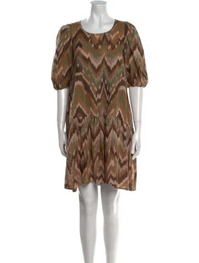 Pre-owned Matta Printed Mini Dress In Brown