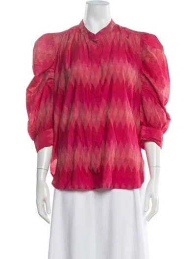 Pre-owned Matta Printed Three-quarter Sleeve Blouse In Pink