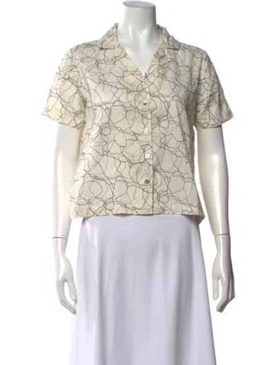 Pre-owned Matta Printed V-neck Top In Neutrals