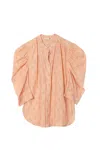 Matta Puff Sleeve Top In Light Orange